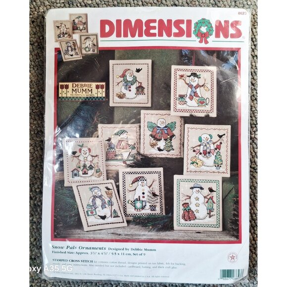 Dimensions Debbie Mumm Snow Pals Ornaments Cross Stitch Kit  Stamped Cotton Fabr - Picture 1 of 6